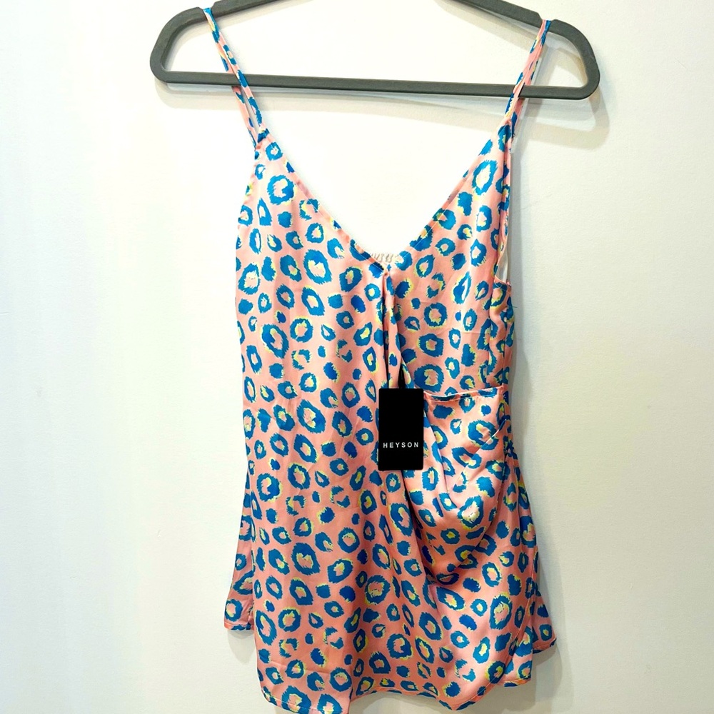 NWT HEYSON Blouse Tank Cami Large Satin Spaghetti Strap Pink Sz small - Picture 1 of 6